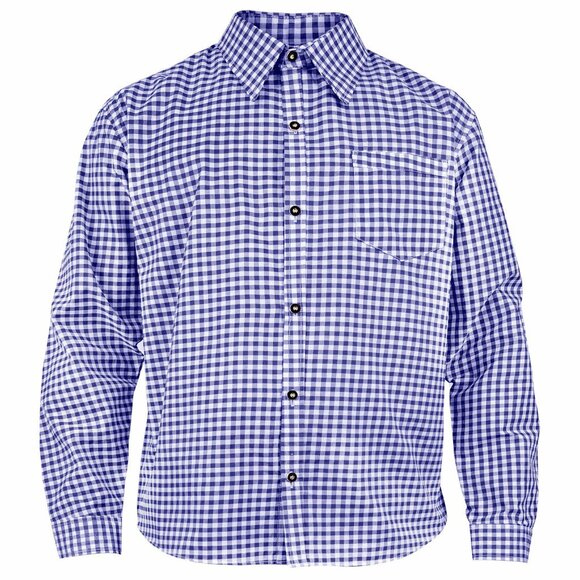Classic Bavarian Check Shirt in Blue | Oktoberfest | German Heritage Fashion - Picture 2 of 6